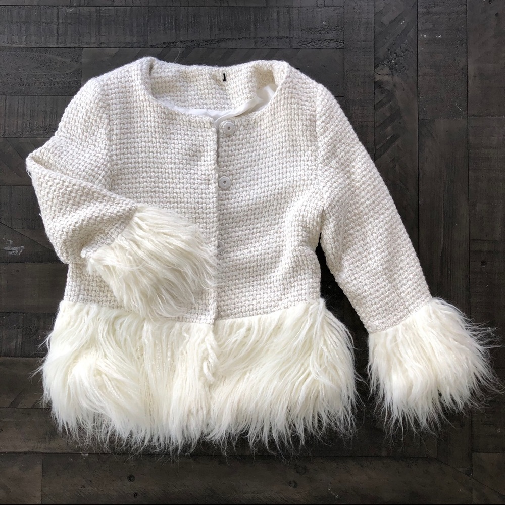 NWOT. Faux fur trimmed coat